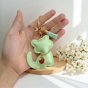 Mint Green Cat Key Holder, NEW, Bag Charm